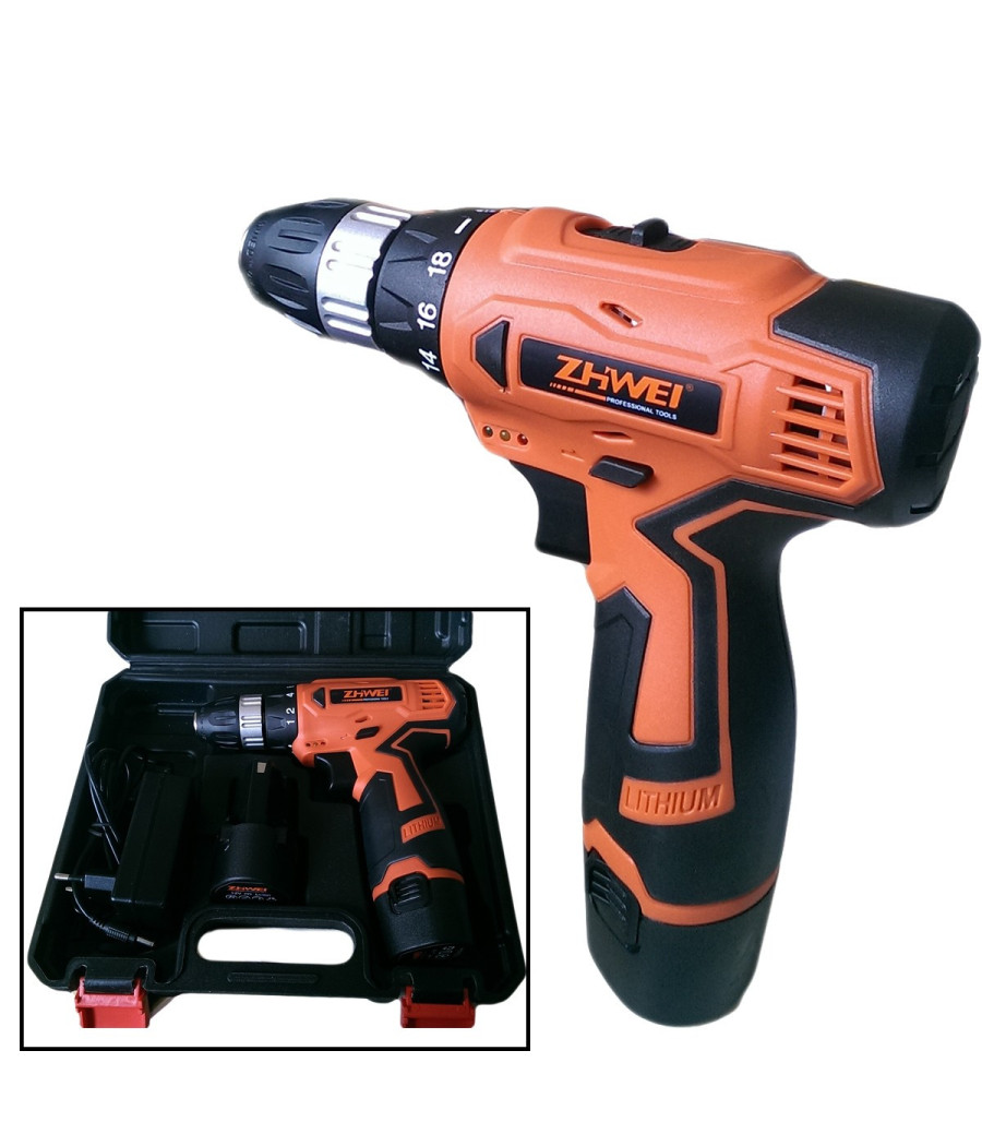 Trapano Avvitatore A Batteria Ricaricabile 2 Batterie 12 Volt Mandrino 10mm