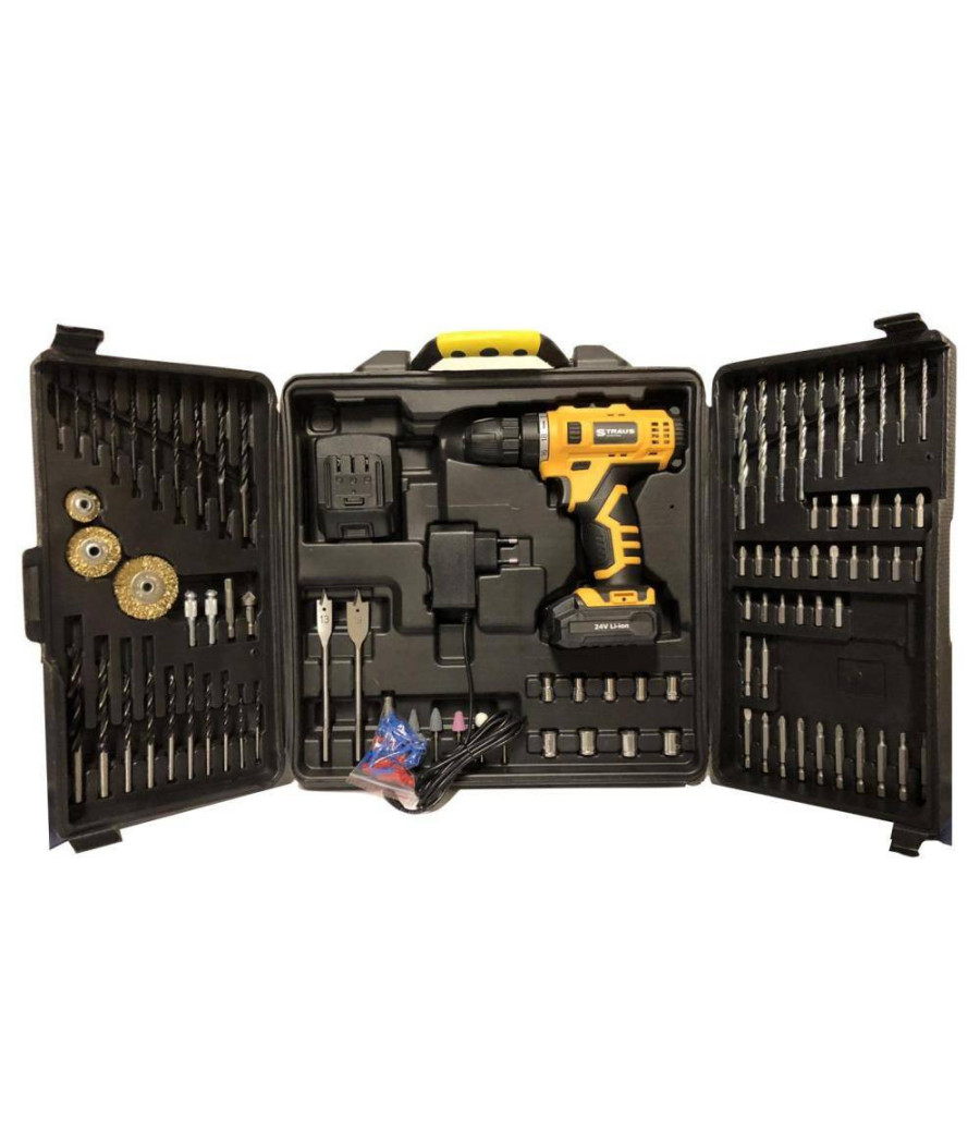 Trapano Avvitatore A Doppia Batteria Al Litio 24v + 92 Accessori Con Valigia - immagine 3