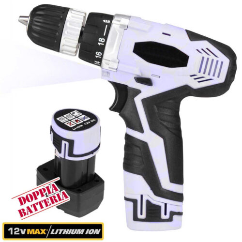 Trapano Avvitatore A Doppia Batteria Al Litio In Valigetta 12v Cordless