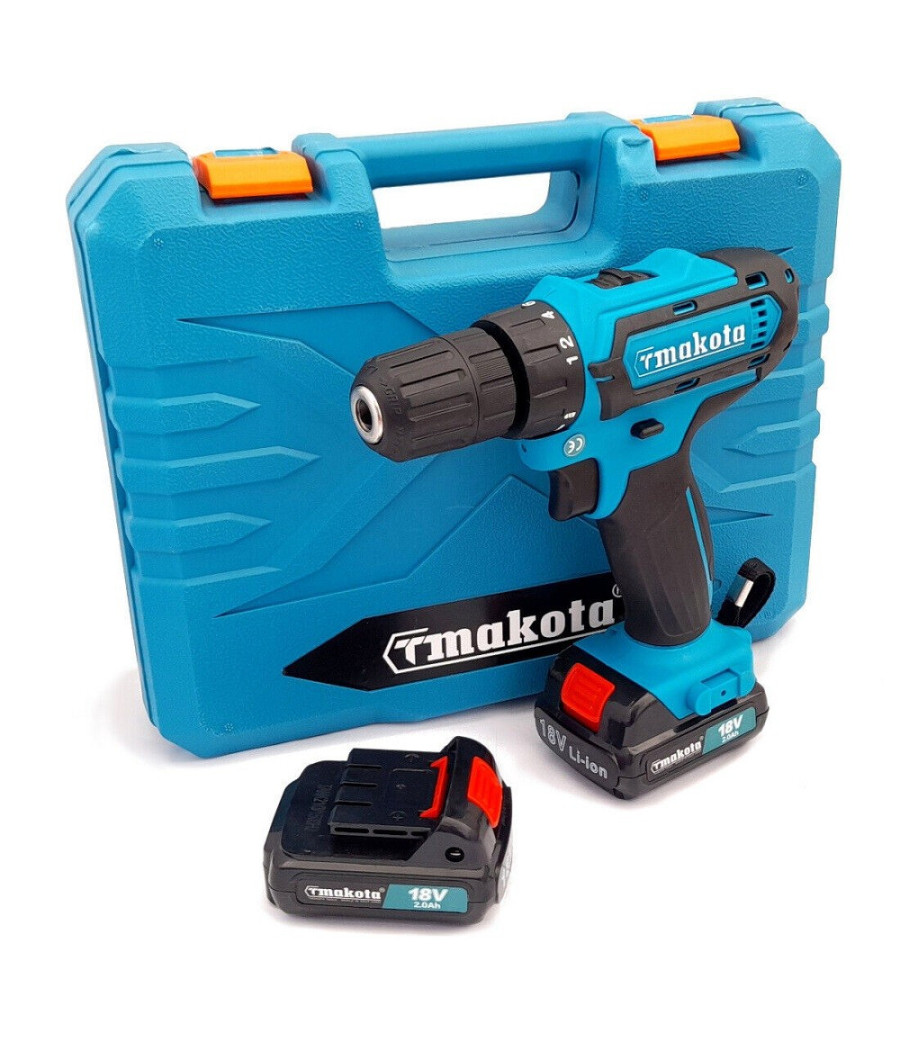 Trapano Avvitatore A Doppia Batteria Litio 18v 2ah Valigia 24 Accessori Tm331d - immagine 2