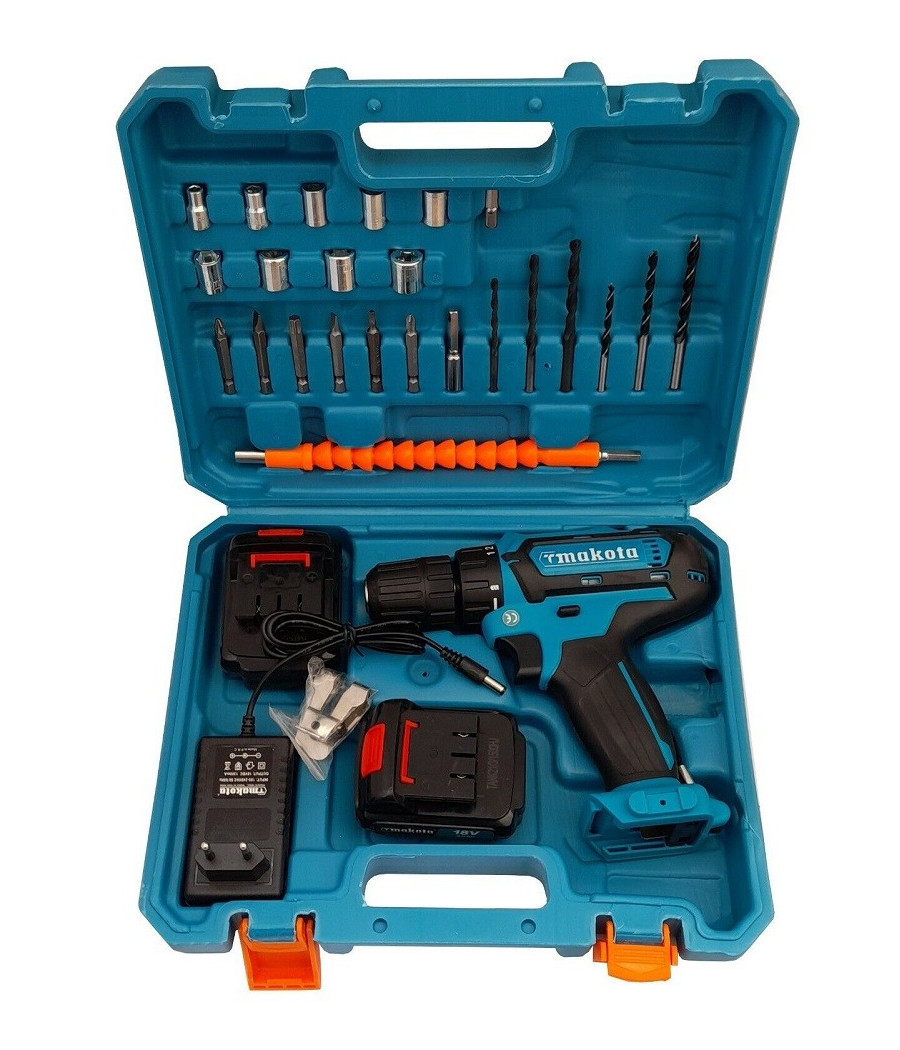 Trapano Avvitatore A Doppia Batteria Litio 18v 2ah Valigia 24 Accessori Tm331d - immagine 3