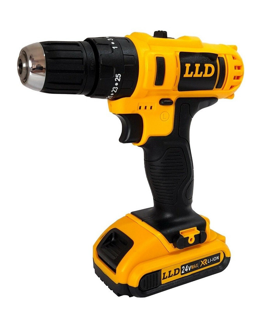 Trapano Avvitatore A Percussione Doppia Batteria Litio 24v Valigia 16 Accessori - immagine 2