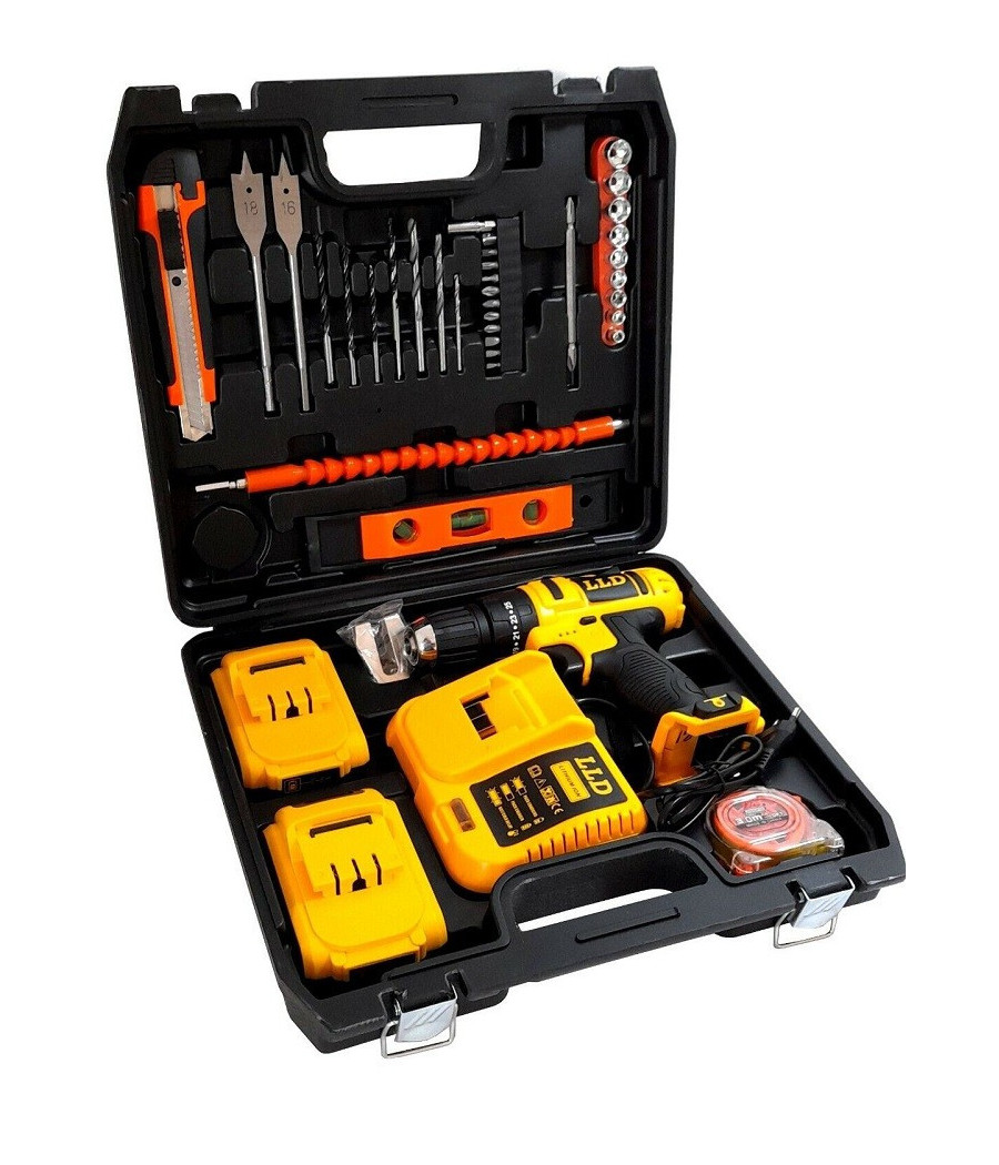 Trapano Avvitatore A Percussione Doppia Batteria Litio 24v Valigia 16 Accessori - immagine 3