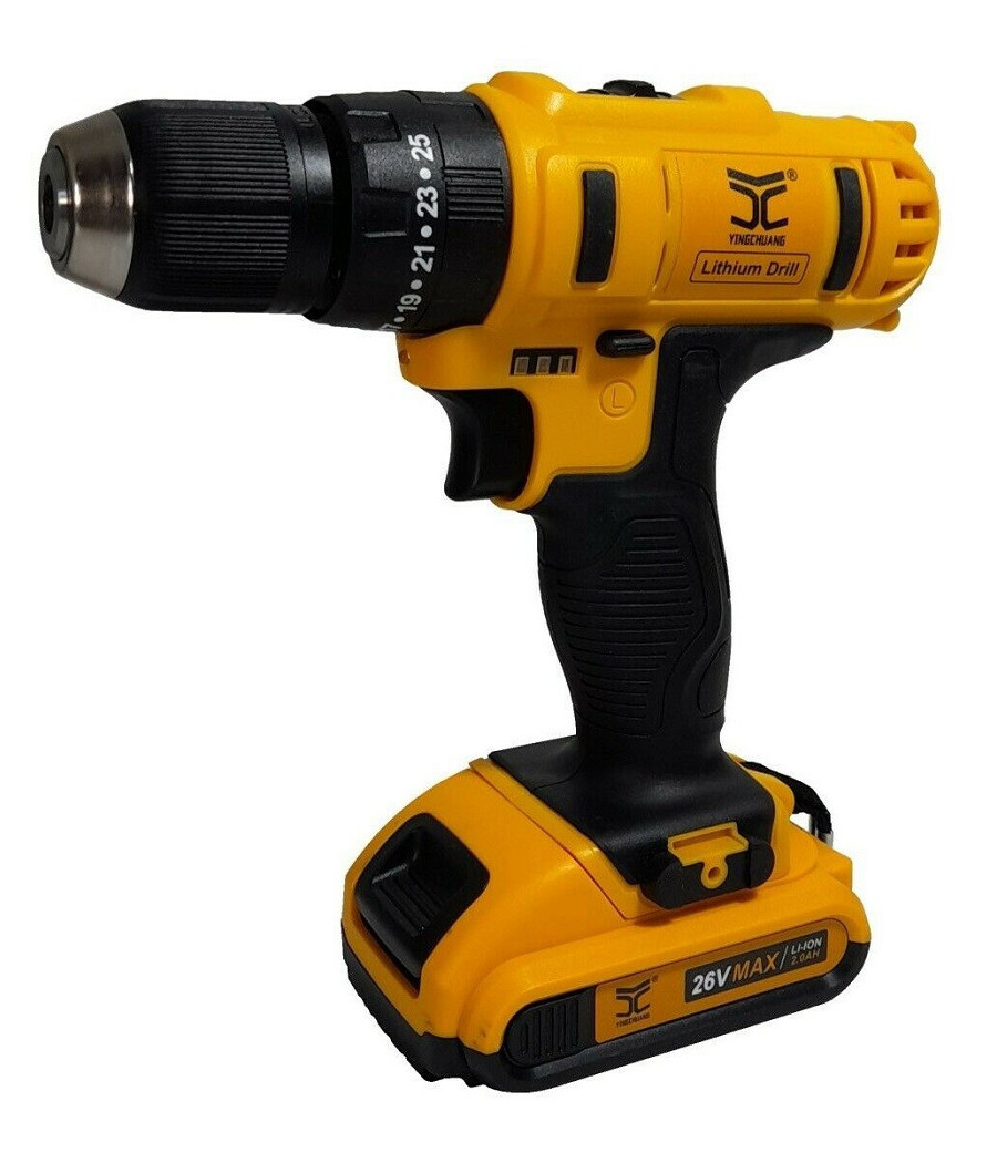 Trapano Avvitatore A Percussione Doppia Batteria Litio 26v Valigia 35 Accessori - immagine 3