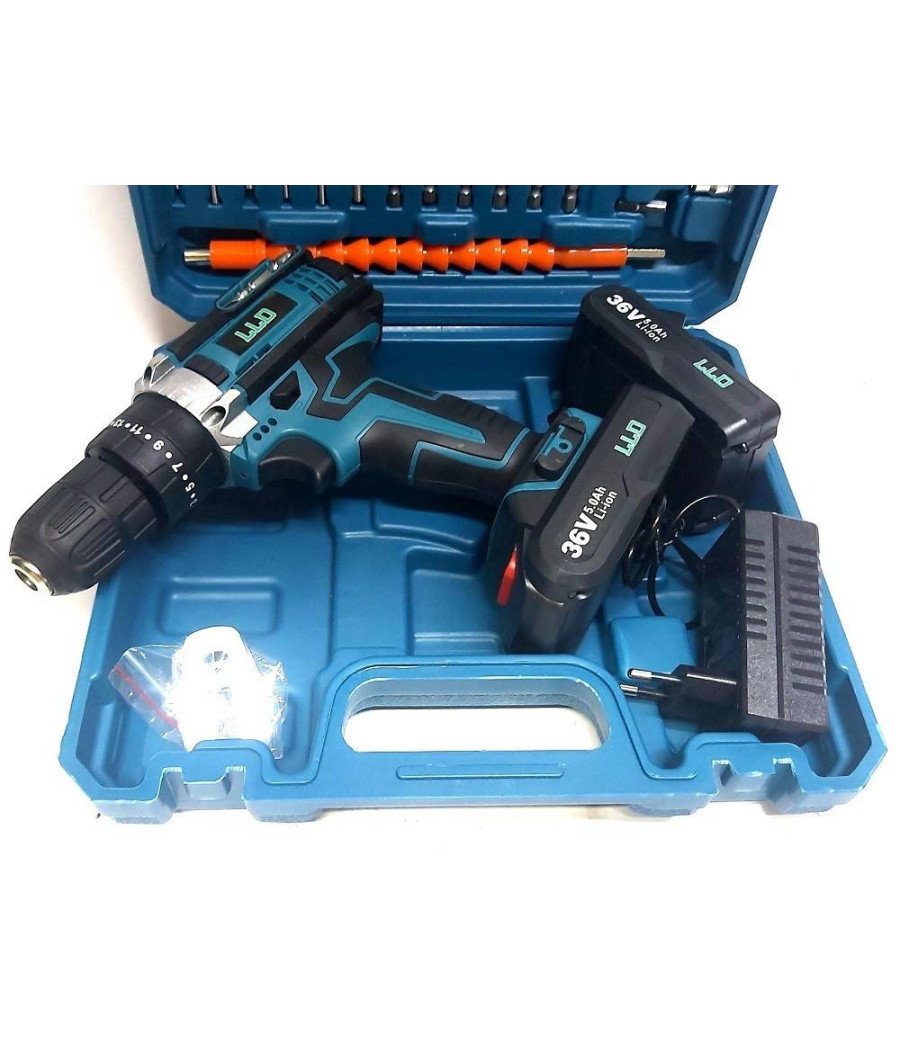 Trapano Avvitatore Doppia Batteria A Litio 36 V Max + Valigetta 26 Accessori Lld - immagine 3