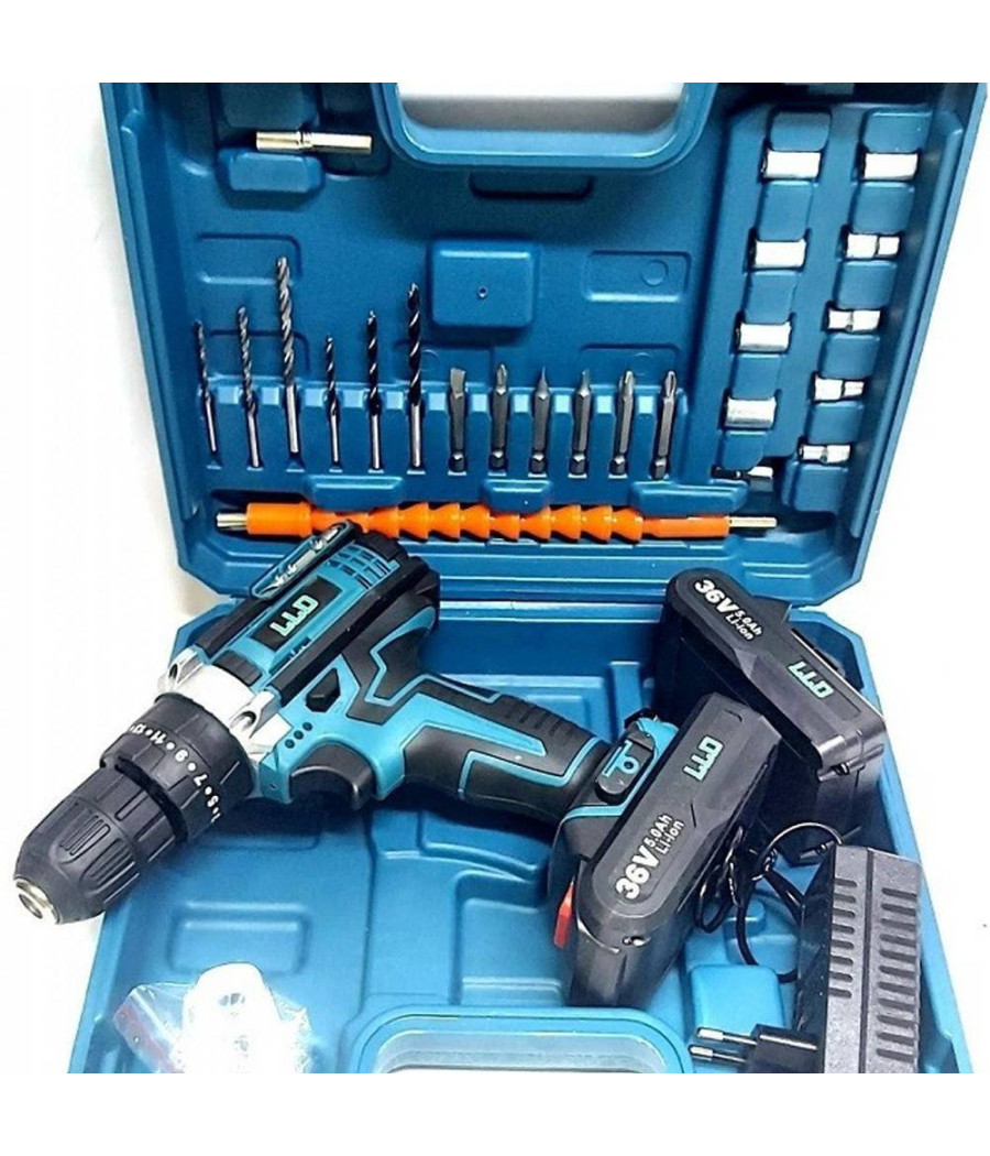 Trapano Avvitatore Doppia Batteria A Litio 36 V Max + Valigetta 26 Accessori Lld