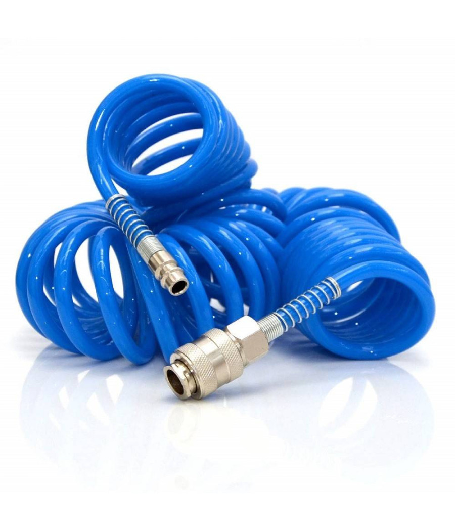 Tubo Aria Compressa Spirale 20 Metri Flessibile Per Compressore Raccordo Color - immagine 2