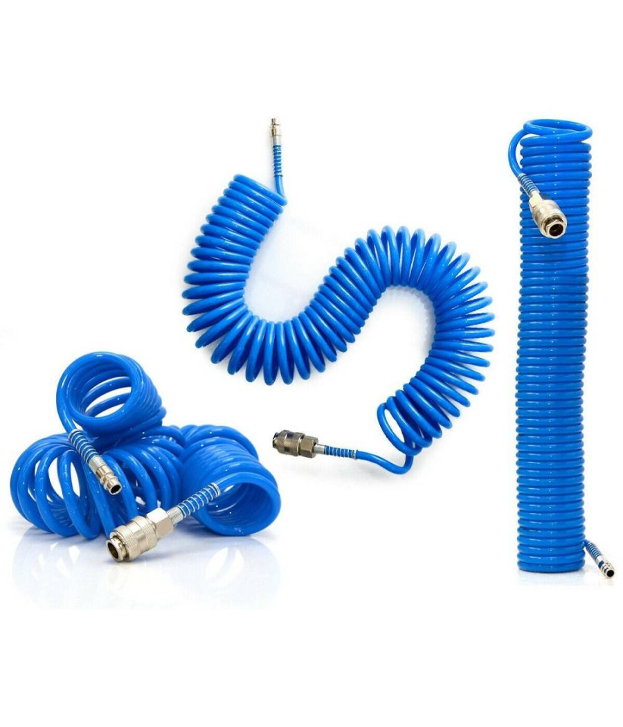 Tubo Aria Compressa Spirale 20 Metri Flessibile Per Compressore Raccordo Color
