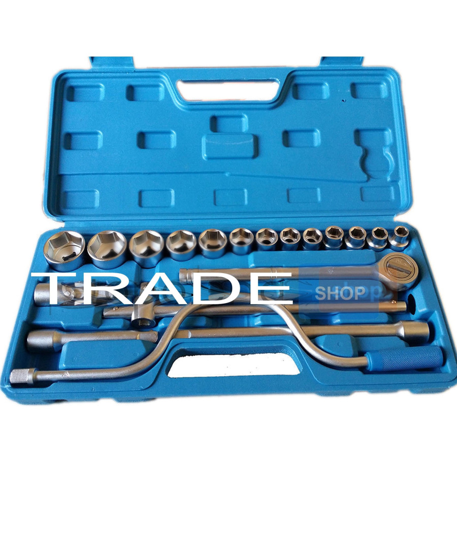 Valigia Set Chiavi A Bussola 19 Pezzi Vanadium Con Cricchetto Prolunghe 125 250