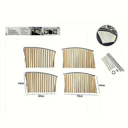 4 Pz. Tenda Tendina Parasole Proteggi Sole Raggi Uv Magnetica Auto Beige 70169