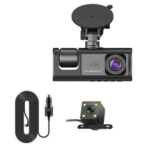 Dash Cam Telecamera A 3 Vie Anteriore Dvr Auto A 3ch Hd 1080p Registratore Videocamera