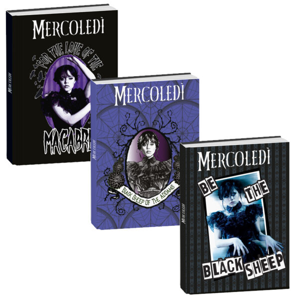 DIARIO SCUOLA 12 MESI SEVEN – MERCOLEDÌ ADDAMS – COPERTINA RIGIDA, DESIGN UFFICIALE, IDEALE PER SCUOLA MEDIA E SUPERIORE