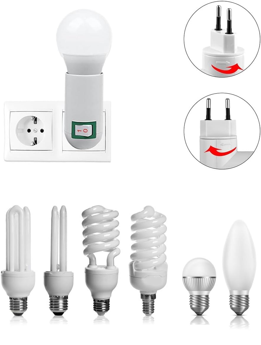 ADATTATORE PORTALAMPADA E27 CON INTERRUTTORE SPINA ON/OFF