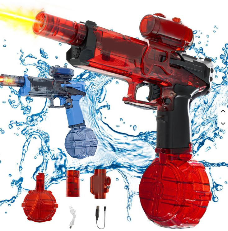 PISTOLA MITRAGLIATRICE AD ACQUA ELETTRICA RICARICABILE,EFFETTO FUOCO-COLORAZIONI CASUALI