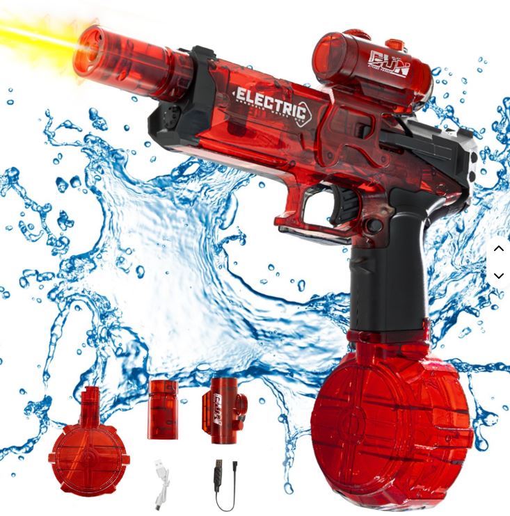 PISTOLA MITRAGLIATRICE AD ACQUA ELETTRICA RICARICABILE,EFFETTO FUOCO-COLORAZIONI CASUALI - immagine 2