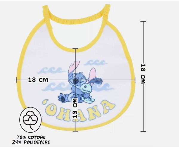 BAVETTE STITCH DISNEY SET 6 BAVAGLINI 18 X 18 CM IN SPUGNA PER BAMBINI - immagine 2