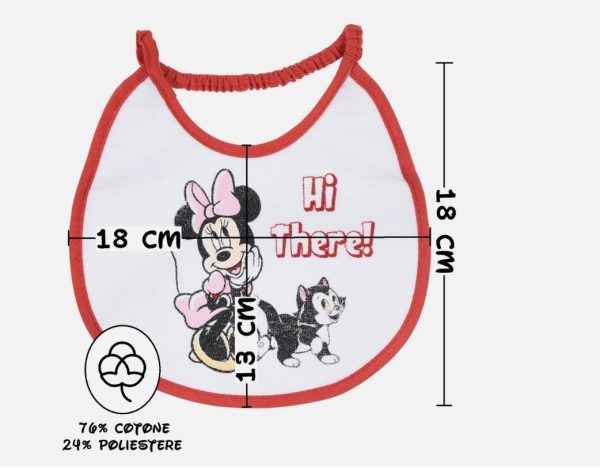 BAVETTE MINNIE DISNEY SET 6 BAVAGLINI 18 X 18 CM IN SPUGNA PER BAMBINI - immagine 2