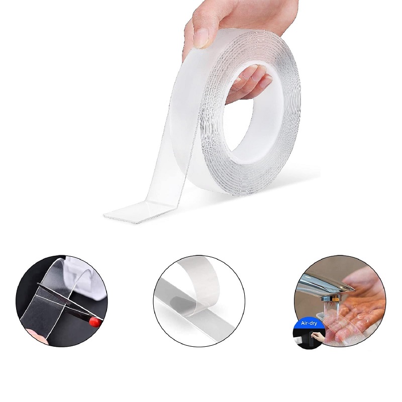 NASTRO BIADESIVO 5M TRASPARENTE EXTRA FORTE MULTIFUZIONALE PER CASA UFFICIO - immagine 3