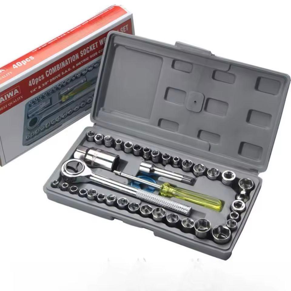 KIT SET CHIAVI A BUSSOLA CON CRICCHETTO 40 PEZZI GIRAVITE COMPLETO DI VALIGETTA E PROLUNGA PRATICO PER RIPARAZIONI MOTO BICICLETTA AUTO SET DI STRUMENTI BUSSOLE