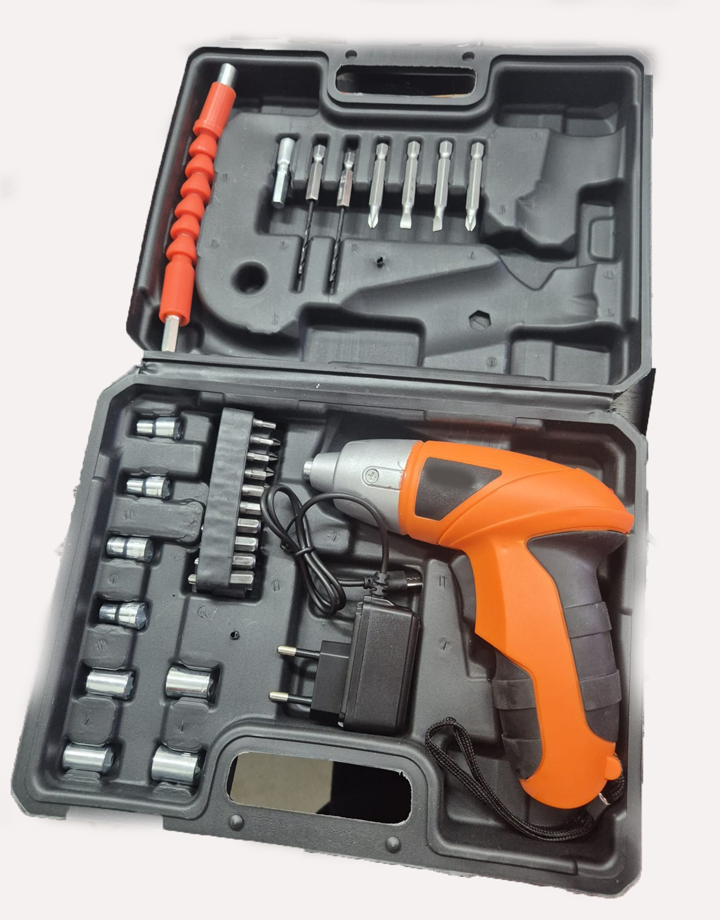 AVVITATORE ELETTRICO PORTATILE CON COMODA VALIGETTA E UN SET DI 45PUNTE , UTILE PER LAVORI DOMESTICI O DI BRICOLAGE